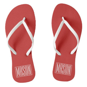 Fett und modern Ihr Name oder Wort White on Red Flip Flops