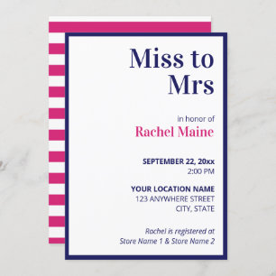 Fett- und rosa Streifen-Brautparty Einladung