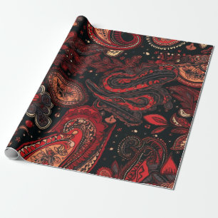 Fett und schön rotes Paisley Muster Geschenkpapier