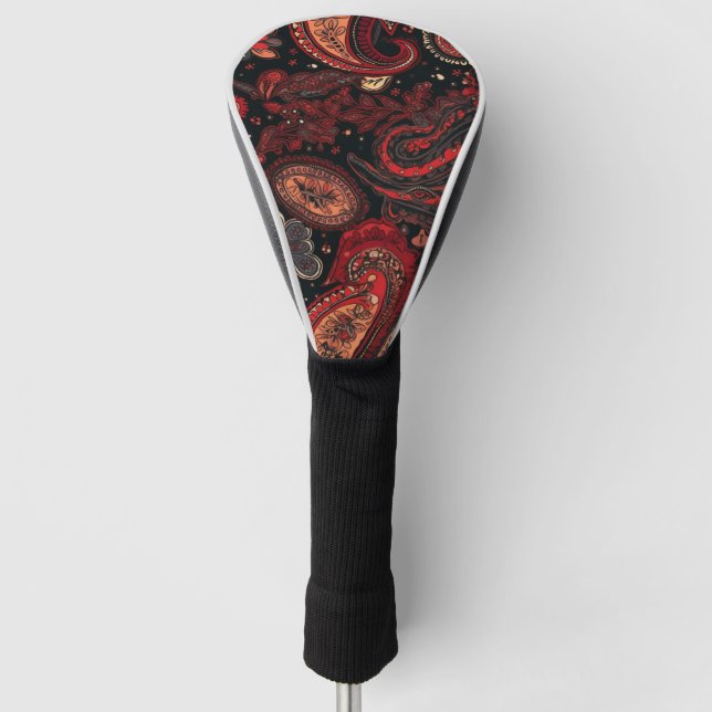 Fett und schön rotes Paisley Muster Golf Headcover (Vorderseite)