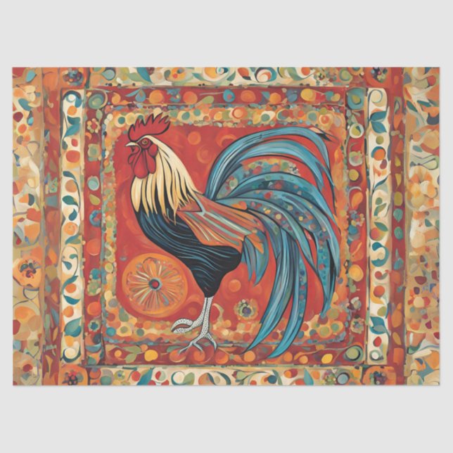 Fett und trendy rooster seidenpapier (Vorderseite)