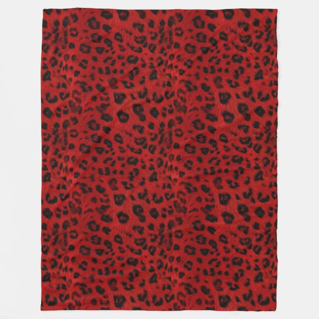 Fett und warm: Roter und schwarzer Leopard Fleecedecke (Vorderseite)