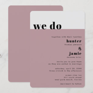 Fett "We Do" Light Mauve Wedding Einladung
