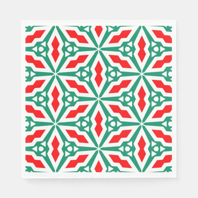 Fett Weihnachten Rot und Grün Snowflake Star Serviette (Vorderseite)