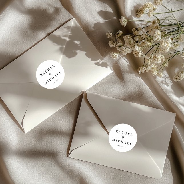 Fett Weiße Hochzeit Runder Aufkleber (Bold White Wedding Classic Round Sticker)