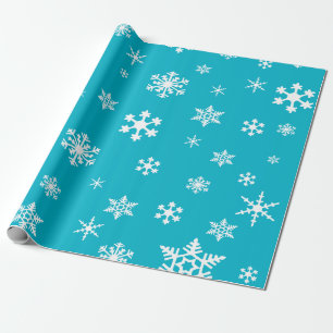 Fett weiße Schneeflocken auf hellen Scuba Blue Hol Geschenkpapier