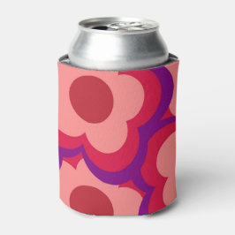 Fett weißes rot-rosa-florales Retro, preppy Dosenkühler