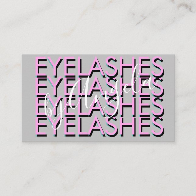 Fett Wiederholen Eyelashes Salon Nails Pink Visitenkarte (Vorderseite)
