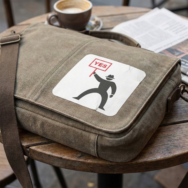 Fett Yes Signieren Minimalistisches Strichmännchen Quadratischer Aufkleber (Von Creator hochgeladen)