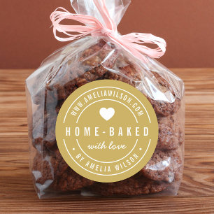 Fett Zuhause gebacken mit Liebe Herz Runder Aufkleber