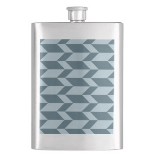 Fett Zwei-Tone-Pfeil Zickzack Stripe Blue Tones Flachmann