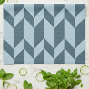 Fett Zwei-Tone-Pfeil Zickzack Stripe Blue Tones Geschirrtuch
