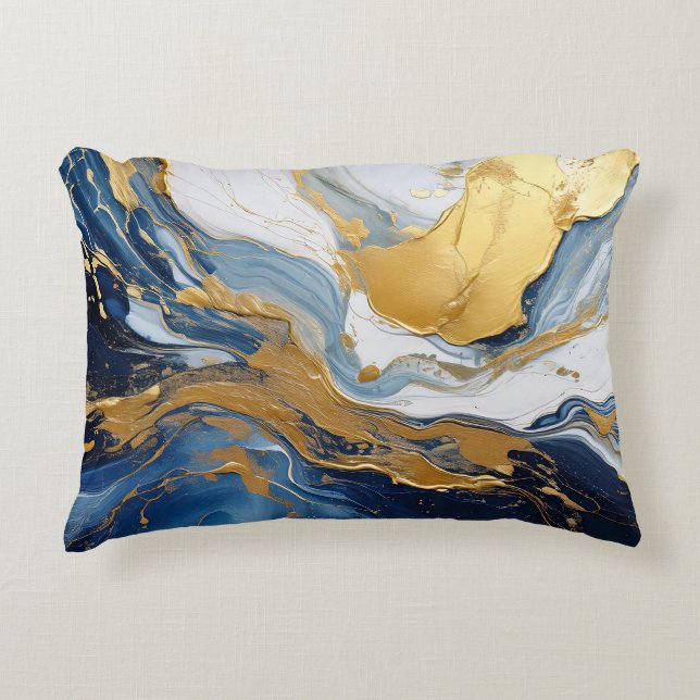 Fettabdruck von Gold und Blau Dekokissen (Vorderseite)