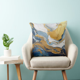 Fettabdruck von Gold und Blau Kissen