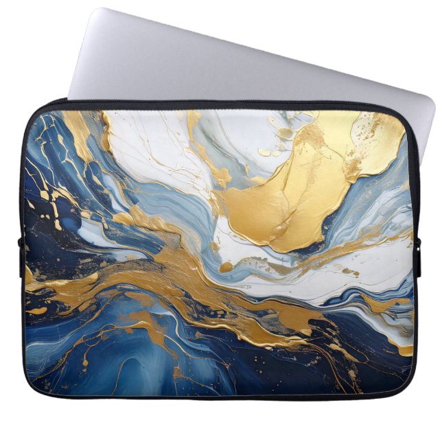 Fettabdruck von Gold und Blau Laptopschutzhülle (Vorderseite)