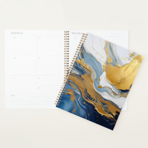 Fettabdruck von Gold und Blau Planer