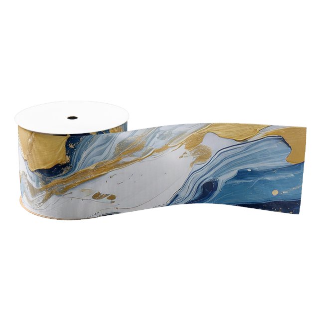 Fettabdruck von Gold und Blau Ripsband (Spule)