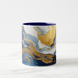 Fettabdruck von Gold und Blau Zweifarbige Tasse