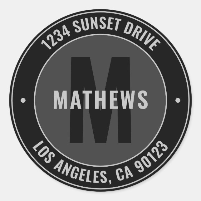 Fettadresse, Slogan oder anderer Text | Schwarz &  Runder Aufkleber (Vorderseite)