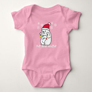 Fettbär Winter, Weißbär Santa Hut, Weihnachtsbeleu Baby Strampler