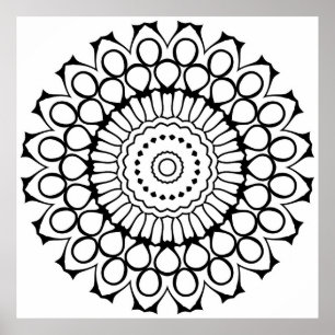 Fettblatt-Mandala-Muster zum Ausmalen, Florales Mu Poster