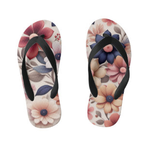 Fettblumen- und Blätter-Muster rosa Kinderbadesandalen