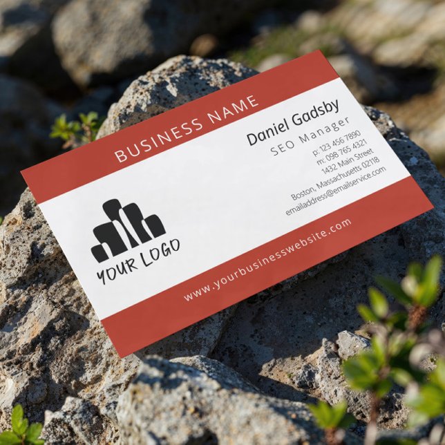 Fettbraun Orange Weiß Ihr Logo einseitig Visitenkarte (Von Creator hochgeladen)