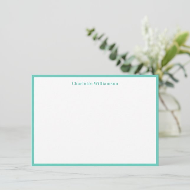 Fettdruck Personalisiert Name Seafoam Border Dankeskarte (Stehend Vorderseite)