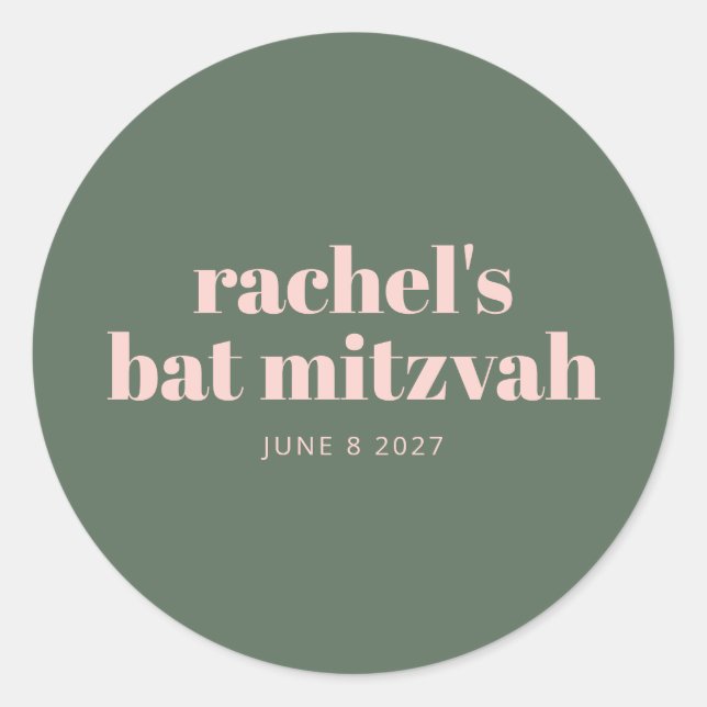 Fettdruck Typografie Rosa Grün Personalisiert Runder Aufkleber (Vorderseite)