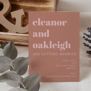 Fettdruck Typografie Terracotta Blush Moderne Hoch Einladung