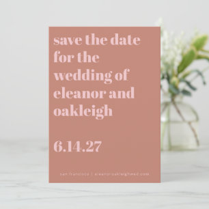 Fettdruck Typografie Terracotta Blush Moderne Hoch Save The Date