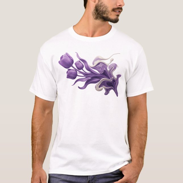 Fette ABSTRACTE BLUMEN Stil-Aussage T-Shirt (Vorderseite)