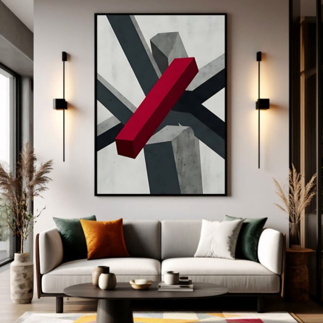 Fette abstrakte 3D Rot Schwarz Weiß Poster (Von Creator hochgeladen)