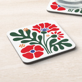 Fette abstrakte Blumenuntersetzer mit Mohn-Motiv Getränkeuntersetzer