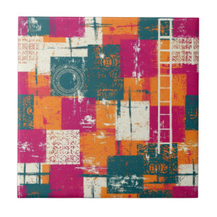 Fette abstrakte geometrische - Grunge-Pinseltextur Fliese