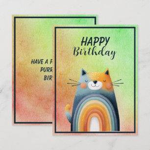 Fette Abstrakte Katze Alles Gute zum Geburtstag Fl Mitteilungskarte