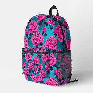 Fette abstrakte Rosen in Neonpink  Bedruckter Rucksack