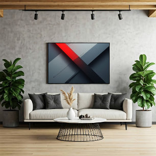 Fette abstrakte rote und graue Geometrie Leinwanddruck