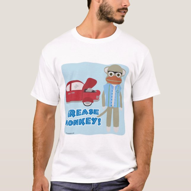 Fette Affe Funny Mechanic Cartoon Art T - Shirt (Vorderseite)