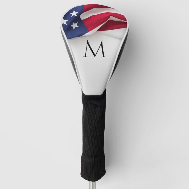 Fette amerikanische Flagge Monogramm Golf Headcover (Vorderseite)