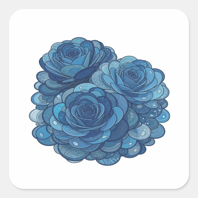 Fette Blaue Blaue Rosen Sticker Druck (Vorderseite)