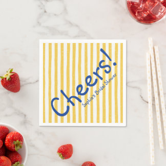 Fette blaue Cheers gelbe Streifen Brautparty Serviette