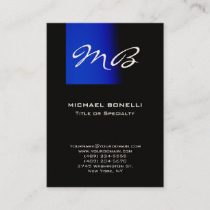 Fette blaue schwarze Monogramm moderne Visitenkart Visitenkarte