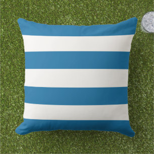 Fette blaue weiße breite horizontale Streifen Kissen