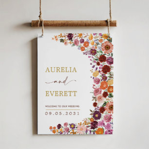 Fette Blume Fall Wildblume Hochzeit Willkommen Poster