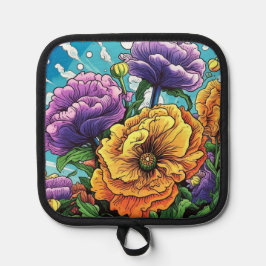 Fette Blume hell Topflappen
