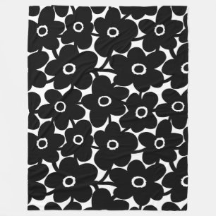 Fette Blume - Schwarz Fleecedecke