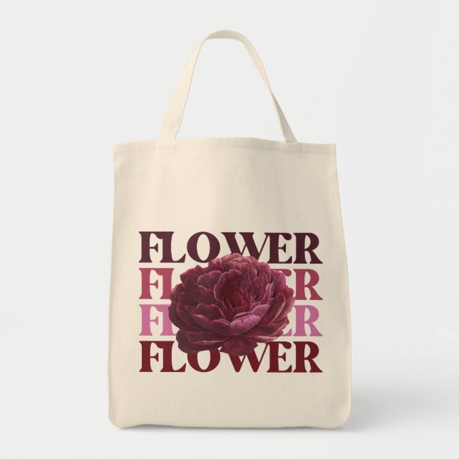 'Fette Blumen-Typografie' Florale Ästhetik-Einkauf Tragetasche (Vorne)
