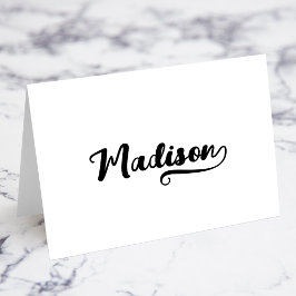 Fette Brush Script N Swash Namensplatzkarten Tischnummer