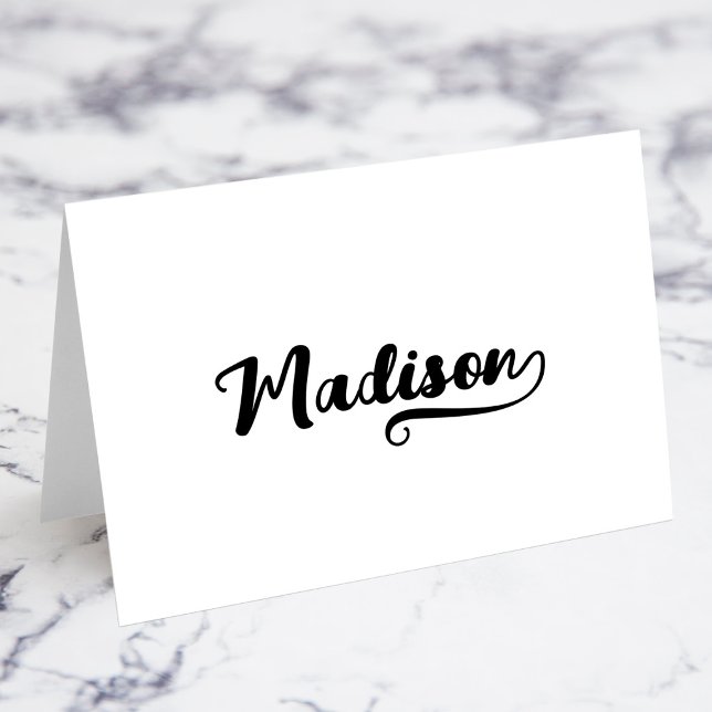 Fette Brush Script N Swash Namensplatzkarten Tischnummer (Bold Brush Script N Swash Name Place Cards)